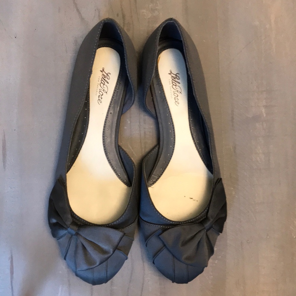 Lela Rose Gray Satin Flats